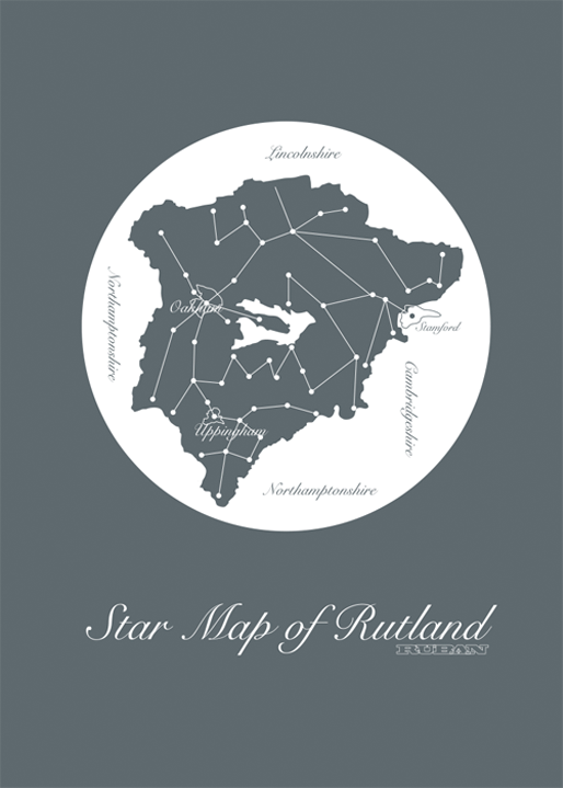 Rutland astronomy map design - grey blue