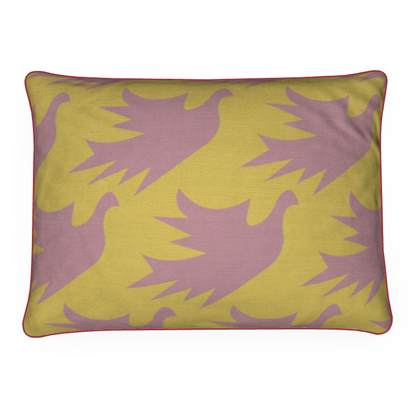 Tropical bird design cushion - Lemon & Lilac